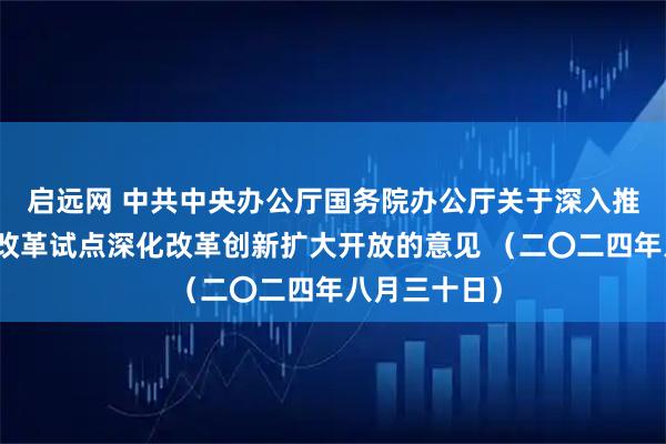 启远网 中共中央办公厅国务院办公厅关于深入推进深圳综合改革试点深化改革创新扩大开放的意见 （二〇二四年八月三十日）